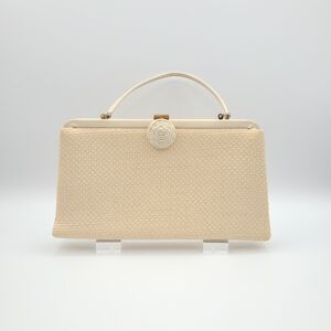 Vintage Woven Straw Clutch Handbag Top Handle Summer Evening Bag